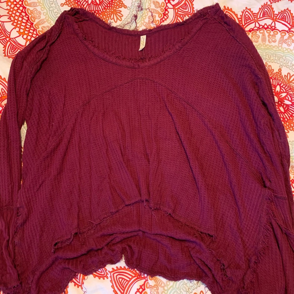 Free people distressed long sleeve shirt